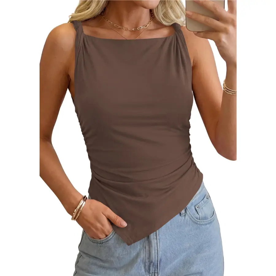 Songling 2026 Spring/Summer New Arrival Women's T-Shirt Backless Strappy Fitted Cropped Sleeveless Top Tank