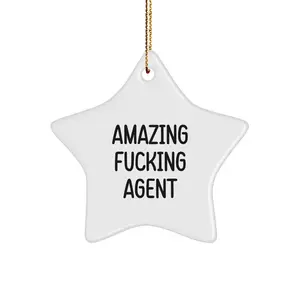 Funny Agent Star Ornaments Gifts from Men to Agent, Agent Star Ornament Agent Christmas Unique Gifts, 'Amazing F--king Agent' Funny Agent Star Ornament for Agent