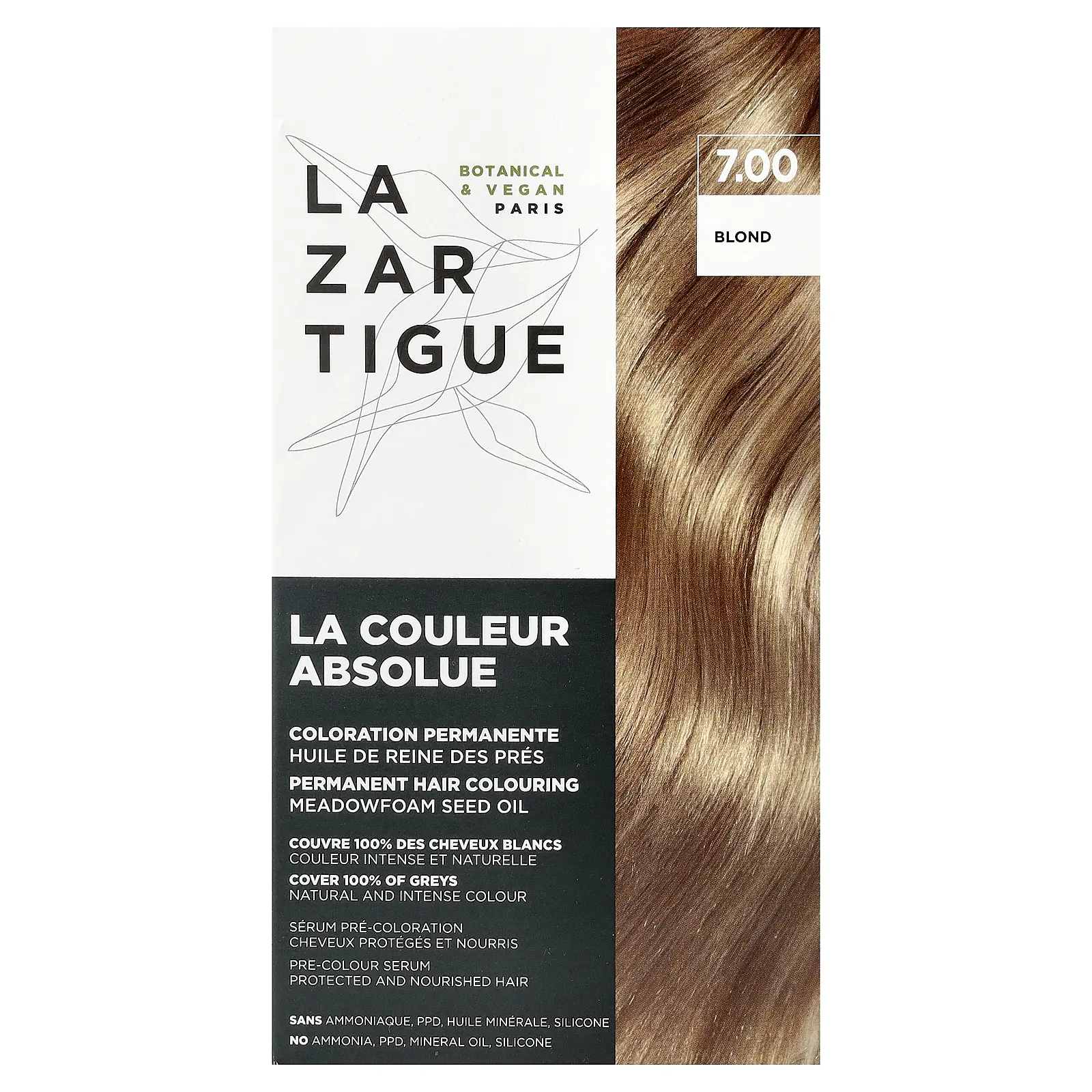 Lazartigue Permanent Hair Color Meadowfoam Seed Oil, 7.00 Blond, 1 Application