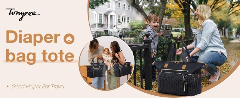 Diaper Bag Tote, Large Diaper Bags Waterproof, Hospital Bag for Labor Delivery, Baby Bag with Pacifier Case, Travel Diaper Tote with Changing Pad, Black TikTokShopBlackFriday