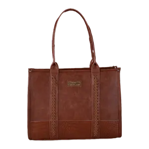 Wrangler Ladies Croc Print Concealed Carry Cognac Wide Tote WG102G-8119CO