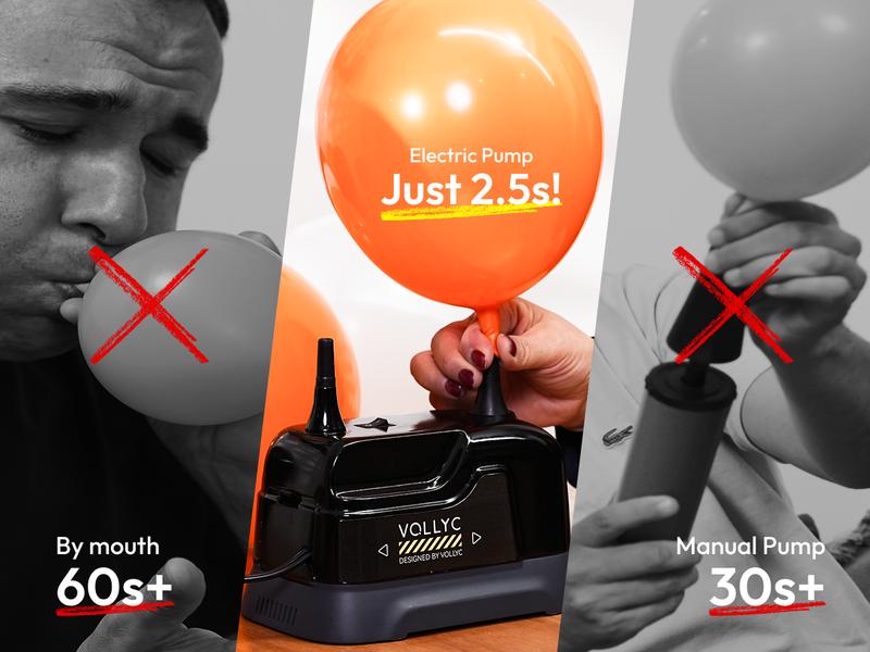 [Valentine's Day Decor] VOLLYC Electric Balloon Pump Dual-Nozzle Portable Balloon Inflator Air Pump – Lightweight, Fast & Easy Inflation Balloon Blower for Party Decorations, Birthday, Wedding & Baby Shower Valentine Gift