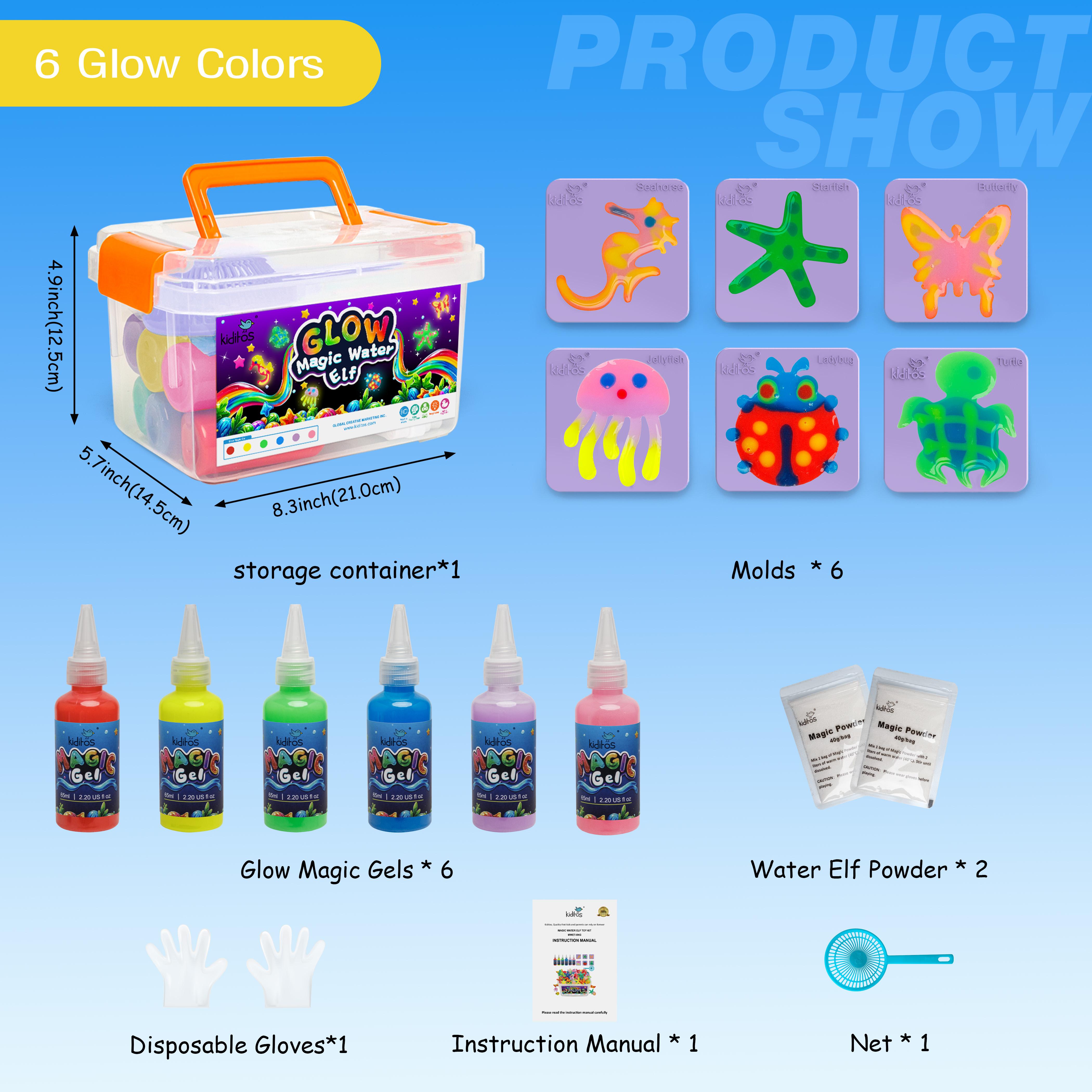 Kiditos  Magic Water Elf Toy Kit with Magic Gels, Molds - Imaginative Play, Christmas Gifts, Birthday Gifts, Party Favors, and Family-Friendly DIY STEM Projects
