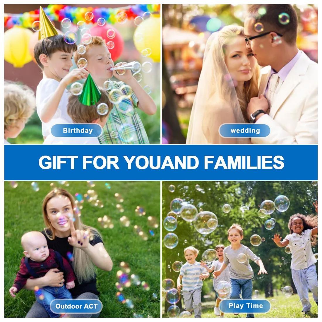 Automatic Bubble Machine 360° Oscillation 75° Adjustable Angle LED Light 300ml Tank Safe ABS Material Ideal for Birthdays Weddings Outdoor Fun Perfect Gift for Kids & Families