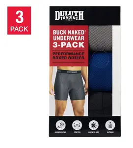 Duluth Trading Men's Buck Naked Underwear Boxer Brief 3-pack Size Medium. NWT