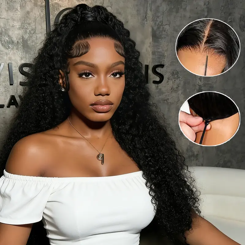 Women's 100% Human Hair Full Lace Front Wig, Glueless Pull & Go, 180% Density, 13x4-13x6 HD Lace, Max Parting, Drawstring Tie, Adjustable Elastic Fit, Human Hair Wavy for Daily Different Looks