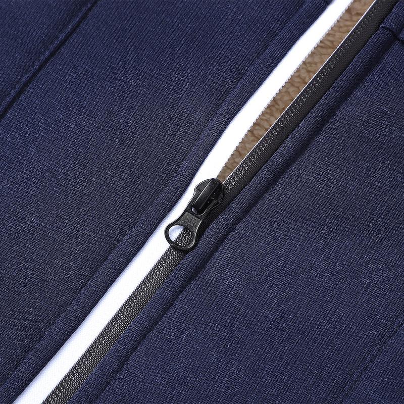 Men's Fleece Hooded Sweater with Warm Lining Multi-Pocket Zipper Closure for Autumn Winter Casual Wear