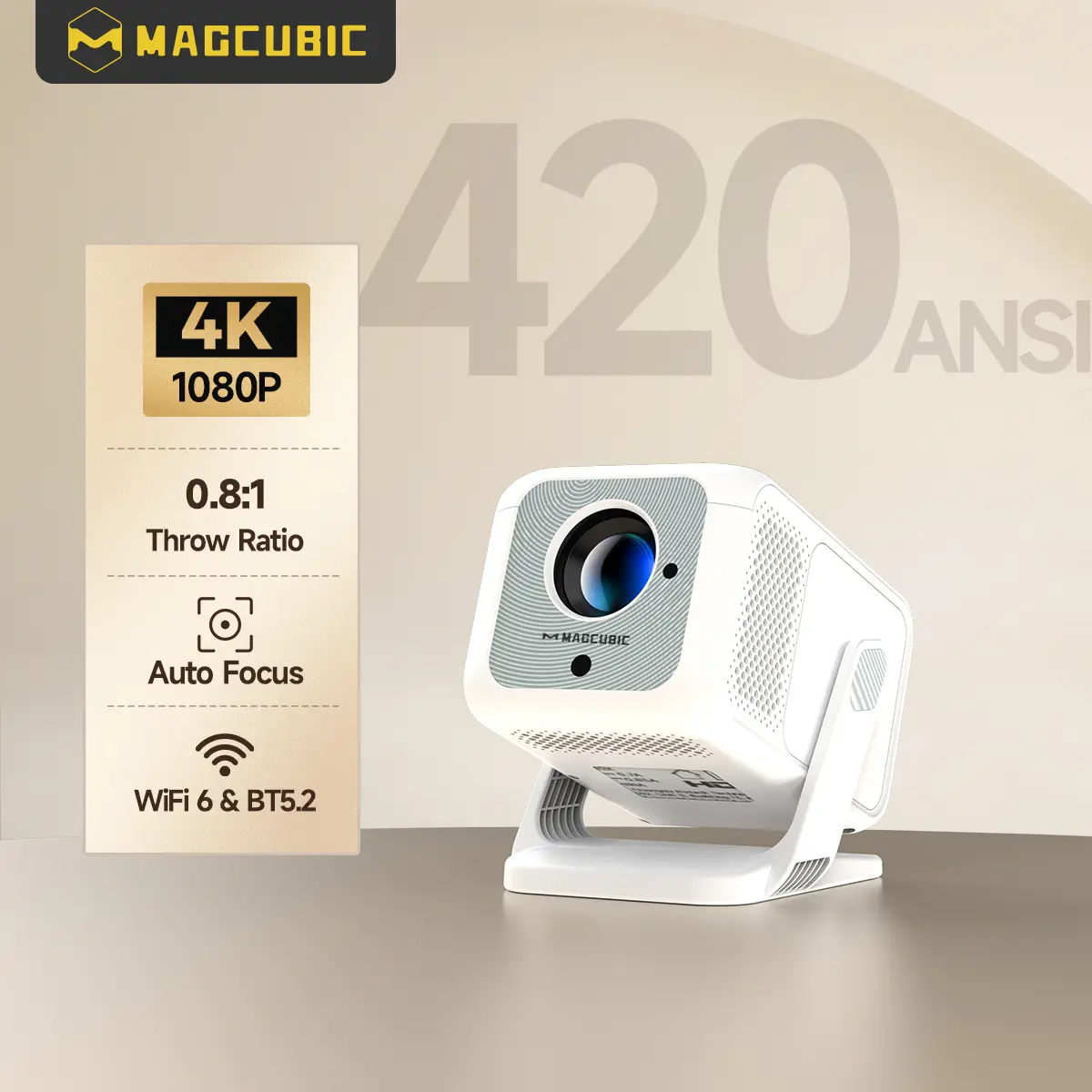 [US warehouse] Magcubic HY310X Projector 420ANSI Auto Focus & Keystone With 4K Videosource Supported Full HD 1080P Android 11 Built-in 5W Speaker BT5.2 for Outdoor Theater Stand Mini Portable Projector #TikTokShopBackToSchool