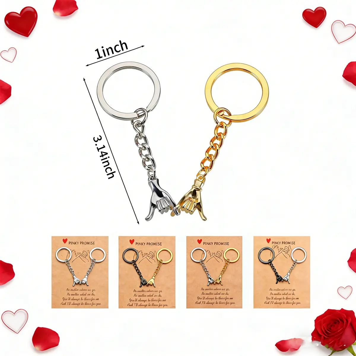2Pcs Pinky Promise Couple Keychains - Cute Matching Valentine's Day ...