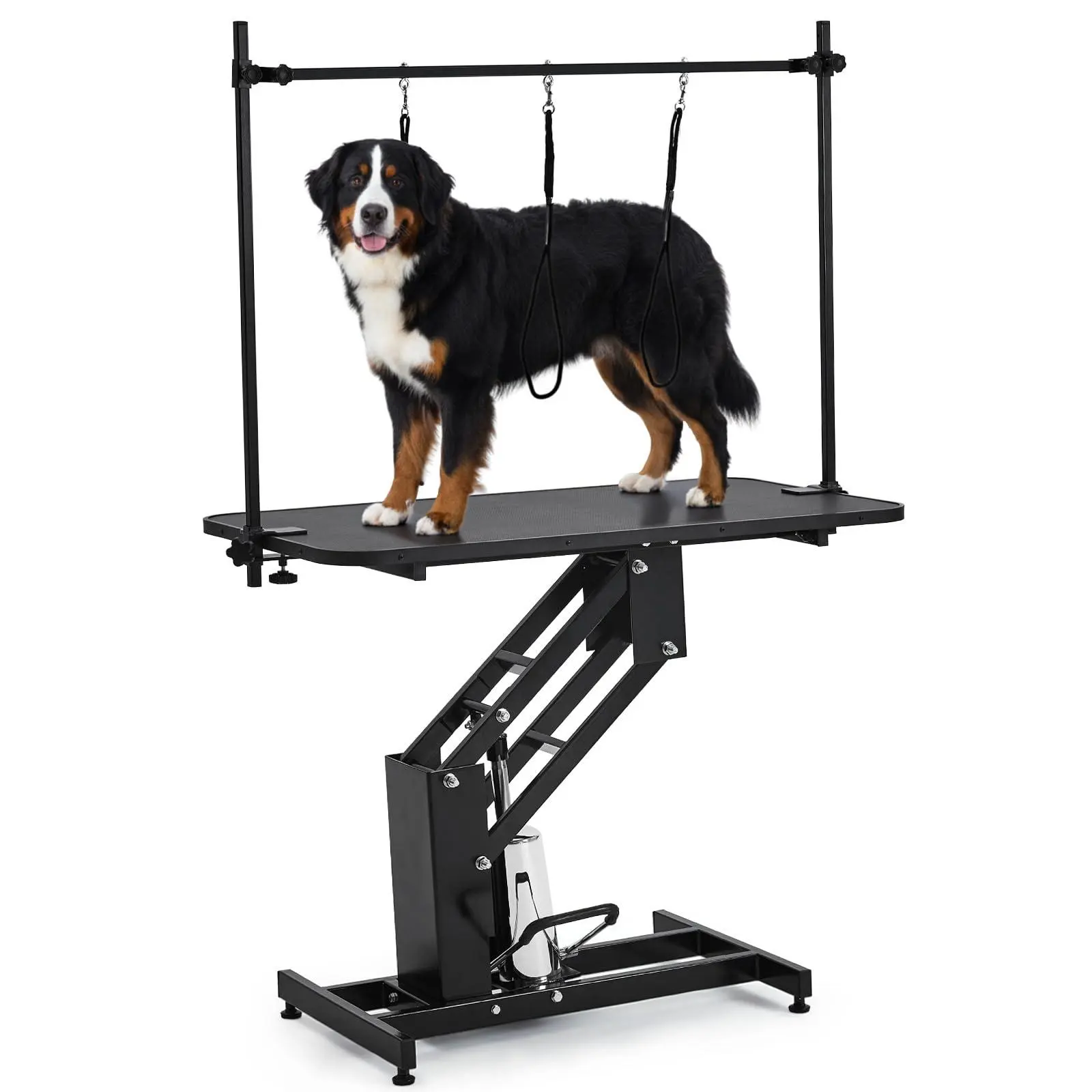 43.3"Hydraulic Dog Grooming Table for Pet,Heavy Duty Structural Hydraulic Max Load 350Lbs Professional Pet Grooming Table Noose Height Range22''-39''