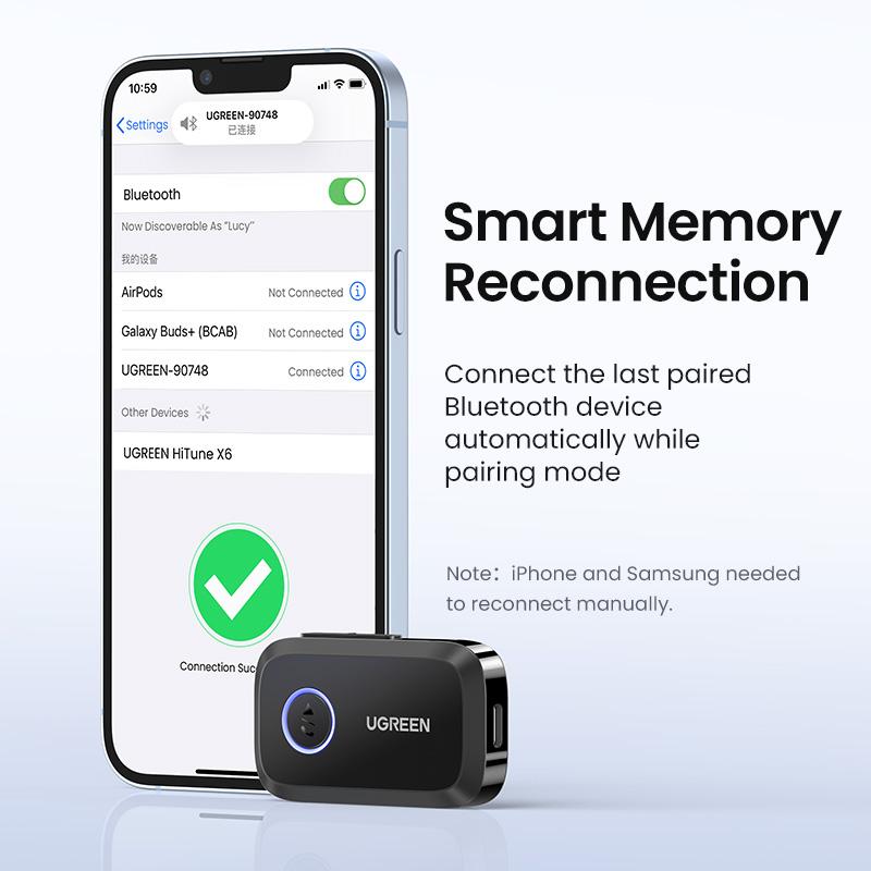 UGREEN 5.4 Aux Bluetooth Adapter for Car, Wireless FM Transmitter, 3.5mm aux Audio Receiver for Home Stereo/Wired Speaker, 15H Battery Life Car Accessories, Bluetoothtransmitter, Automotive,TikTokShopBlackFriday ,TikTokShopJumpstartSale 