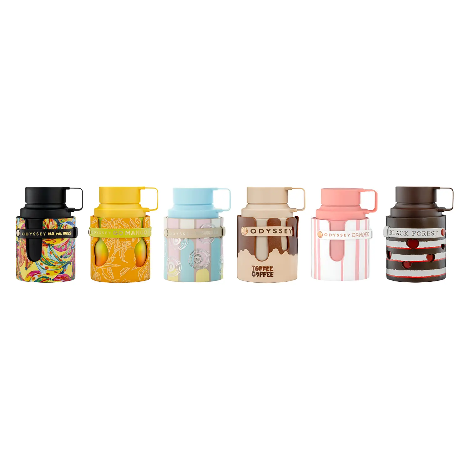 Armaf Odyssey 6 Piece Bundle for Unisex (Candee + Marshmallow + Go Mango + Ba Ha Mas + Toffee Coffee + Black Forest) 6 x 3.4 Ounce Eau de Parfum Spray