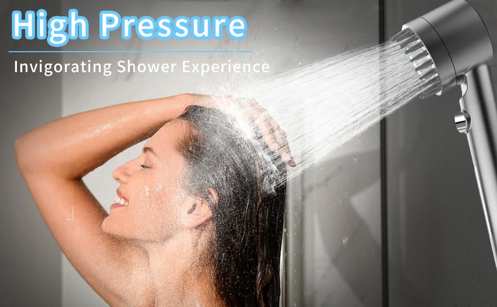 FEELSO Handheld Filter Shower Head High-Pressure Power Wash - 4-Setting Massage Spray, 60" Hose, Chrome Finish, Easy Install, Low Flow, One-Touch Water Stop, Adjustable Pressure, Micro-Technology Nozzles FEELSO Handheld Filter Shower Head High-Pressure Power Wash - 4-Setting Massage Spray, 60" Hose, Chrome Finish, Easy Install, Low Flow, One-Touch Water Stop, Adjustable Pressure, Micro-Technology Nozzles