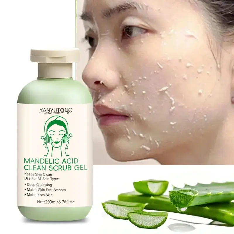 Exfoliating Gel 200 ml with Vitamin C and Aloe Vera, Brightening Exfoliating Moisturizing, Gentle Pore-Cleansing, Gentle Peeling and Deep-Moisturizing, Exfoliates Smooths Brightens Face and Body Exfoliator for Brighter Skin