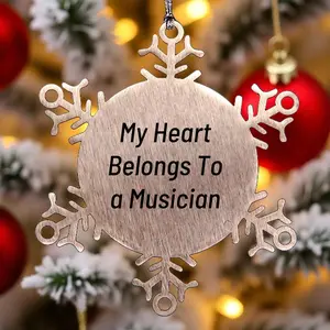 Musician Heart Snowflake Ornament, My Heart Belongs to A Musician, Christmas Unique Gift for Musician, Snowflake Ornament