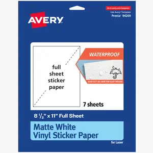 Avery Vinyl Sticker Paper, 8.5" x 11" Rectangle