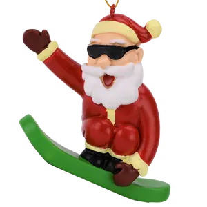 Tree Buddees Snowboarding Santa Claus Christmas Ornament - Top Quality Resin 3.5 Inches Funny Santa Claus Ornament for Christmas Tree