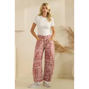 Paisley Printed Denim Pants