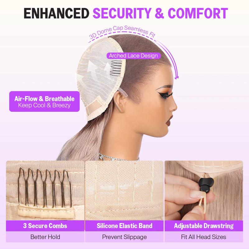 [daren]Megalook Airtouch Balayage 13x6 Three-Go Glueless Lace Frontal Pull Go Wigs Brown to Honey Blonde Silky Straight Ombre Pre-All Wigs 100% Human Hair Wig 320℉ Heat Resistant