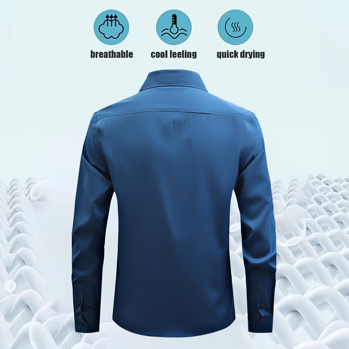 Men's Shirt Long Sleeve Wrinkle-Free Four-Sided Stretch Business High-End Shirt