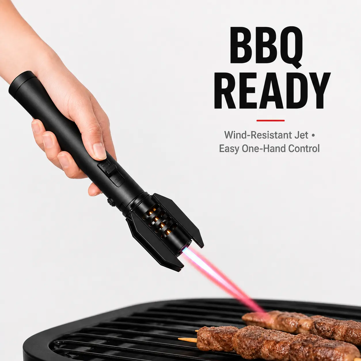 (Butane Notlncluded)1pc Torch Lighters Butane Adjustable Jet FlameLightsaberWindproof Refillable Long Lighterfor Candle, BBQ,  Black Kitchen Hot Pot CookGiftLightweight Decor