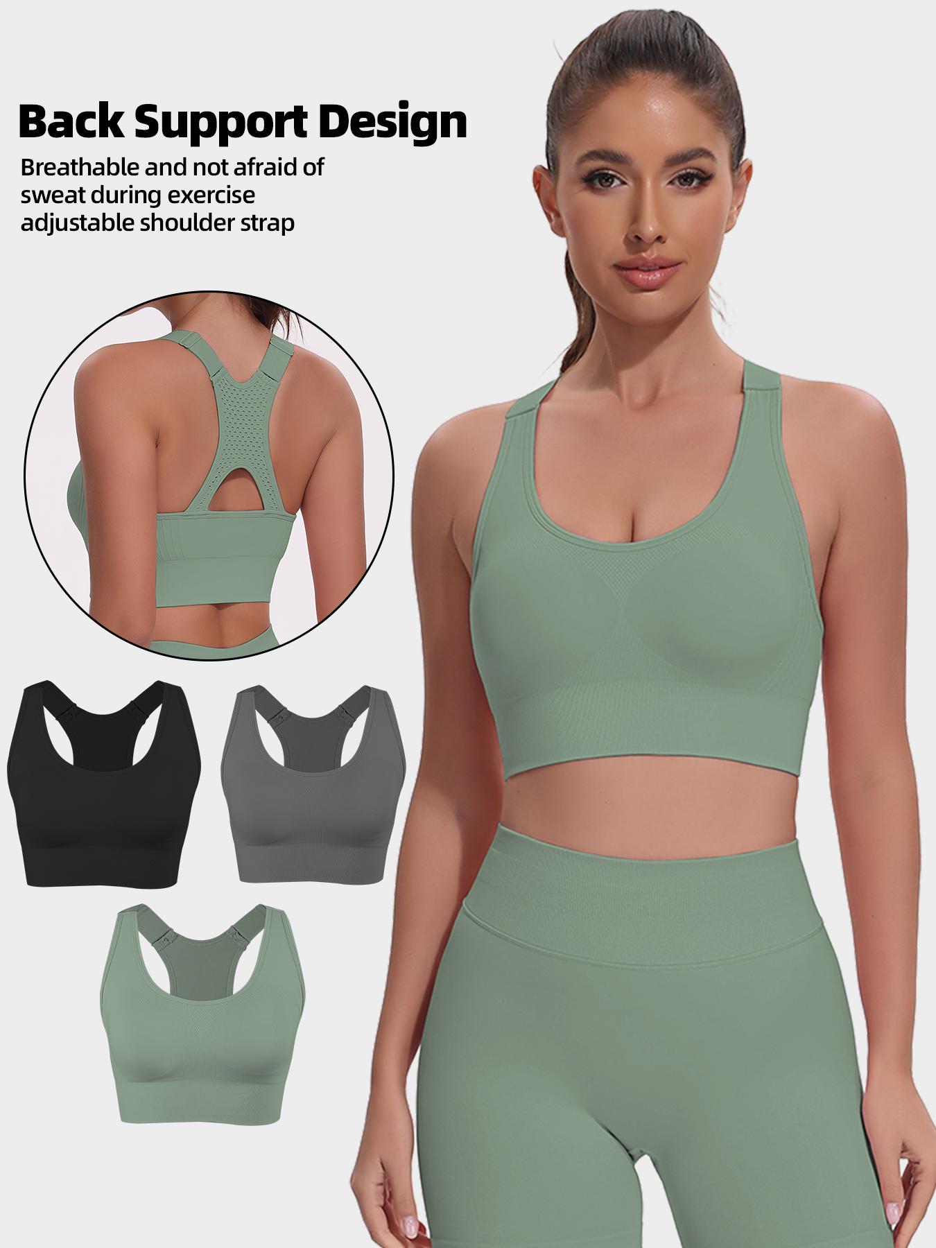 CHRLEISURE 3 Pack Adjustable Sports Bras for WomenHigh Support Padded Racerback Sport for Workout Running Gym