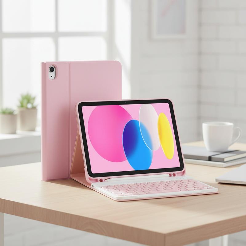 Pink keyboard case with detachable Bluetooth keyboard – for iPad 11th generation (A16 2025) and 10th generation 10.9-inch.