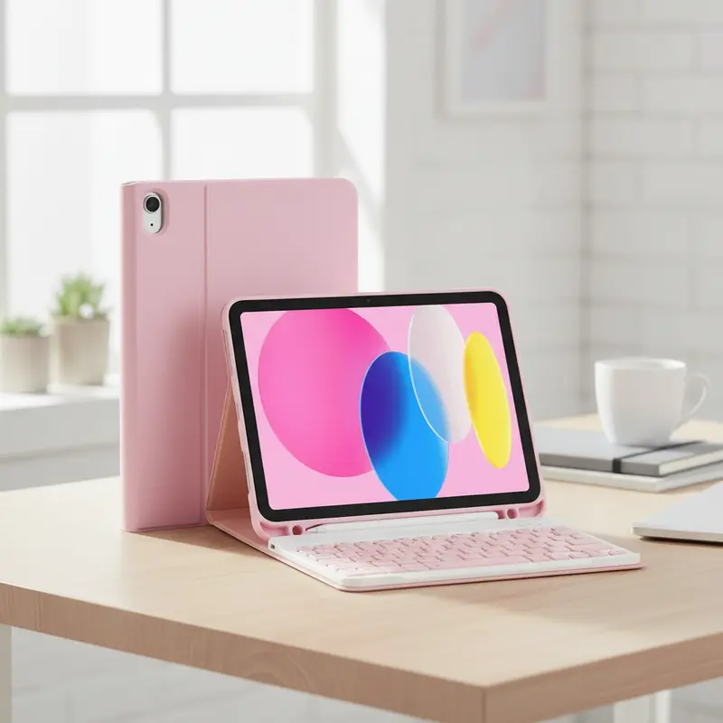 Pink keyboard case with detachable Bluetooth keyboard – for iPad 11th generation (A16 2025) and 10th generation 10.9-inch.