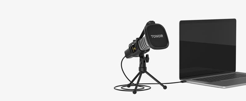 TONOR TC30&TC777 Pro Cardioid Condenser Microphone with Shock Mount, USB Type-C to USB-A Cable, Pop Filter, and Foldable Mic Tripod for PC & Laptop Use