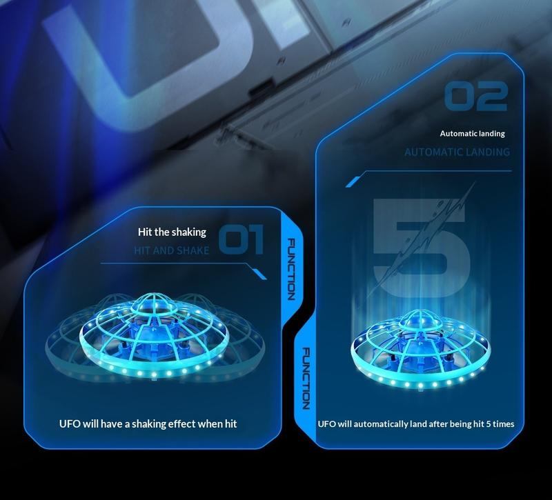 RC Shooting Sensor Flying Disc Drone Toy – Smart Hover Quad-Copter with Obstacle Avoidance, LED Light-Up Stunt Drone, Interactive Electronic Shooting Game Flying Toy for Kids & Adults, Indoor Mini Drone Gift