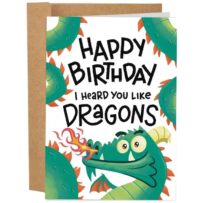 Funny Birthday Card - Funny Dragon Design Novelty Birthday Card, Hilarious Gift for Friends, Family, Kids & Dragon Lovers