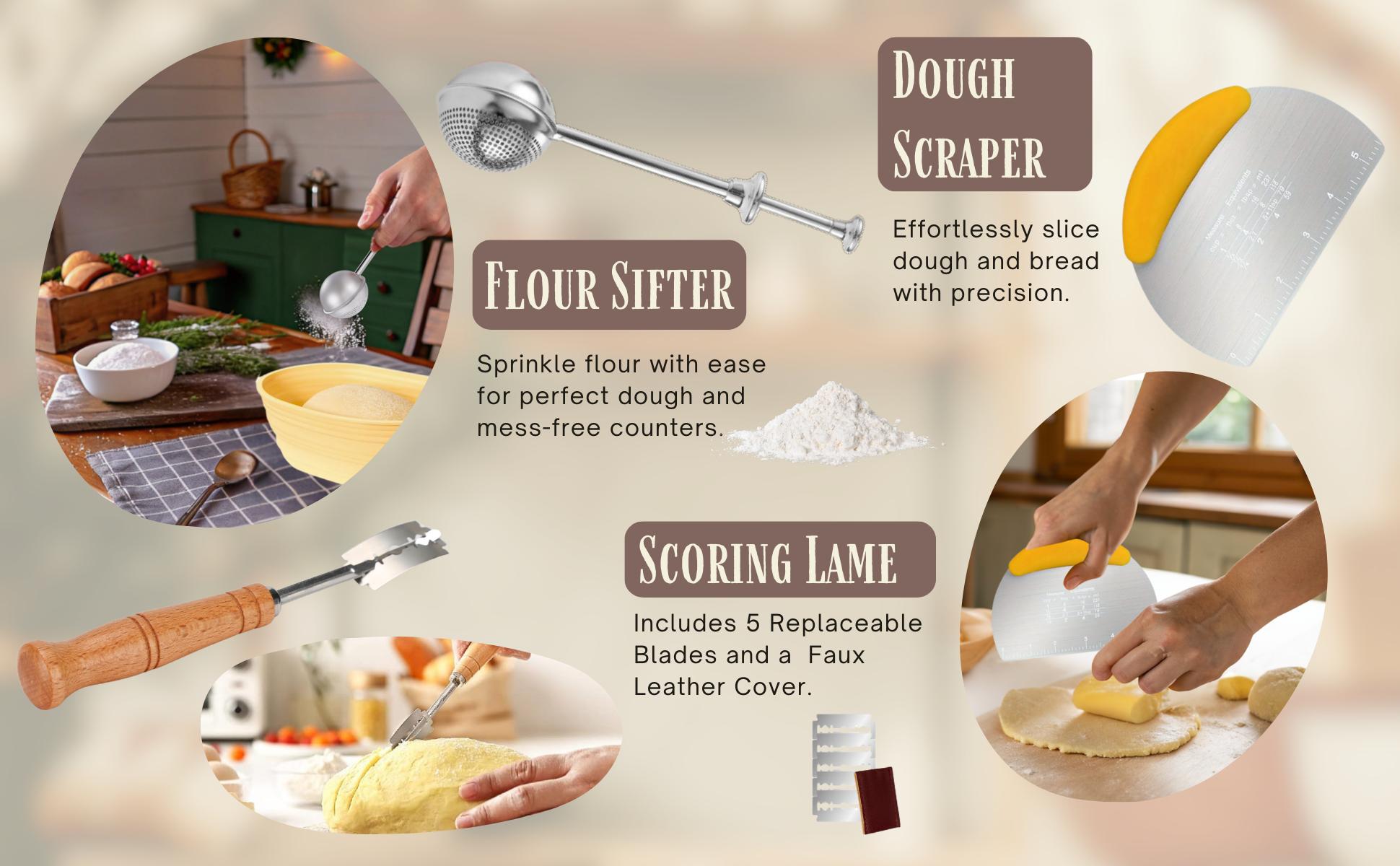 Sourdough Starter-To-Loaf Kit, Premium Silicone Oval & Round Bread Proofing Basket Set, Easy Baking Instructions, Complete Sourdough Kit, 34oz Sourdough Starter Jar With Accessories, Silicone Spatula, Danish Whisk, Dough Scraper, Scoring Knife, Bread Bags Sourdough Starter-To-Loaf Kit, Premium Silicone Oval & Round Bread Proofing Basket Set, Easy Baking Instructions, Complete Sourdough Kit, 34oz Sourdough Starter Jar With Accessories, Silicone Spatula, Danish Whisk, Dough Scraper, Scoring Knife, Bread Bags