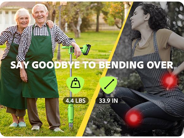 【Flash sale】Electric Weed Puller Tool 21V Battery Powered 2pcs 2000mAh, Heavy Duty 3-Claw Steel Root Weeder Stand-Up Remover Picker Grabber Popper, for Dandelion Lawn Garden Yard EWP001