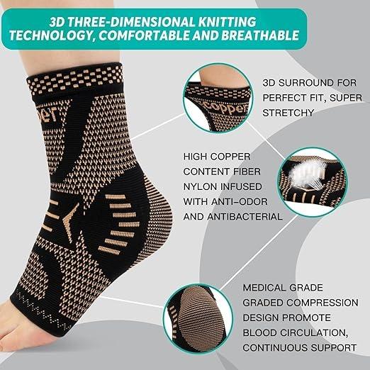 2PCS Copper Ankle Brace Compression Sleeve – Support for Achilles Tendonitis, Plantar Fasciitis, Swollen Feet, Sprained Ankle Recovery – Athletic Sports Wrap for Running, Basketball, Workout – Men & Women (Pair) 2PCS Copper Ankle Brace Compression Sleeve – Support for Achilles Tendonitis, Plantar Fasciitis, Swollen Feet, Sprained Ankle Recovery – Athletic Sports Wrap for Running, Basketball, Workout – Men & Women (Pair)