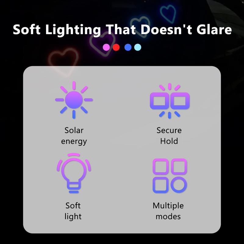 DABATR Solar Powered LED Heart Shape C-Pillar Neon Light Eco-Friendly Wireless Car Interior Decor