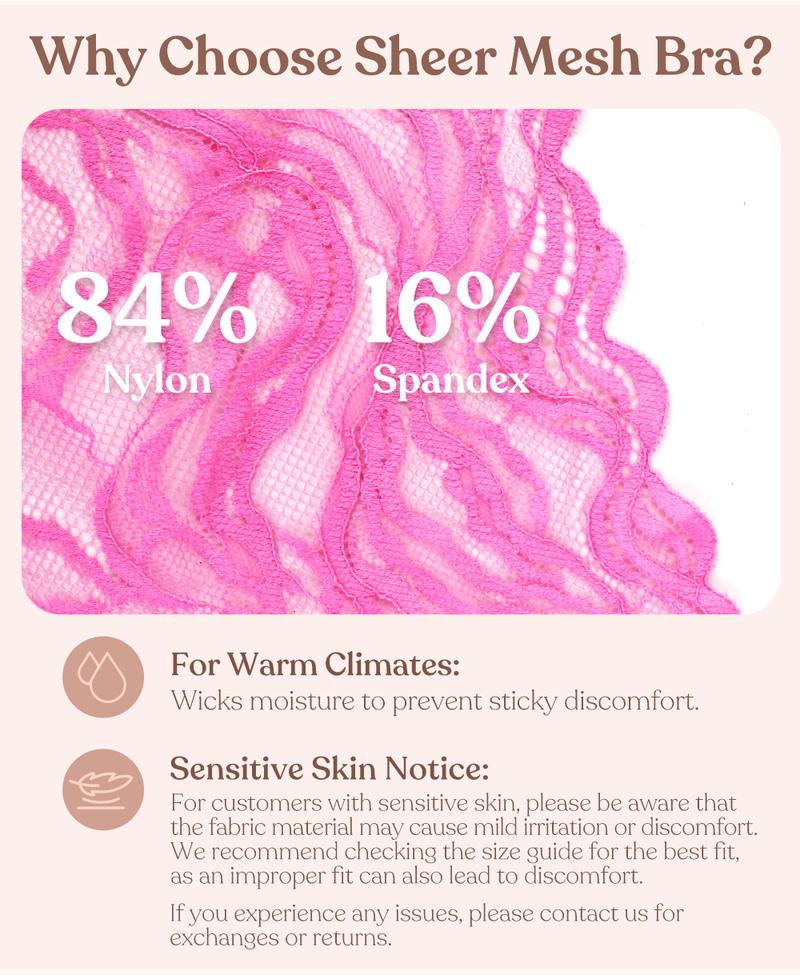 HSIA Serenata Flora Linear Plus Size Lace Sheer Mesh Full Coverage Adjustable Straps Unlined Underwire Bra