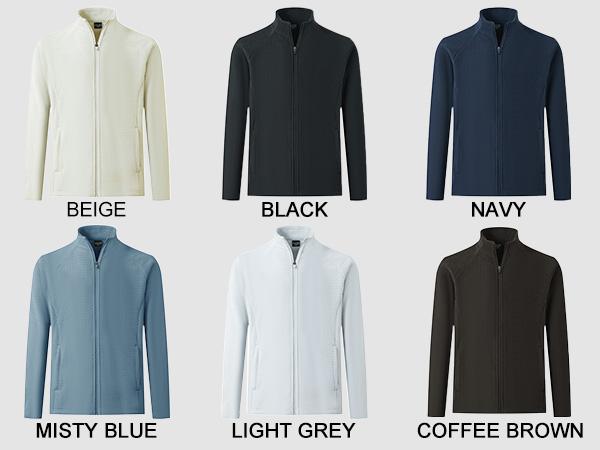 MAELREG Winter Fleece Jackets for Men Lightweight Stand Collar Fashion Wave Texture Warm Full Zip Mens Coat with Pockets Casual Long Sleeve