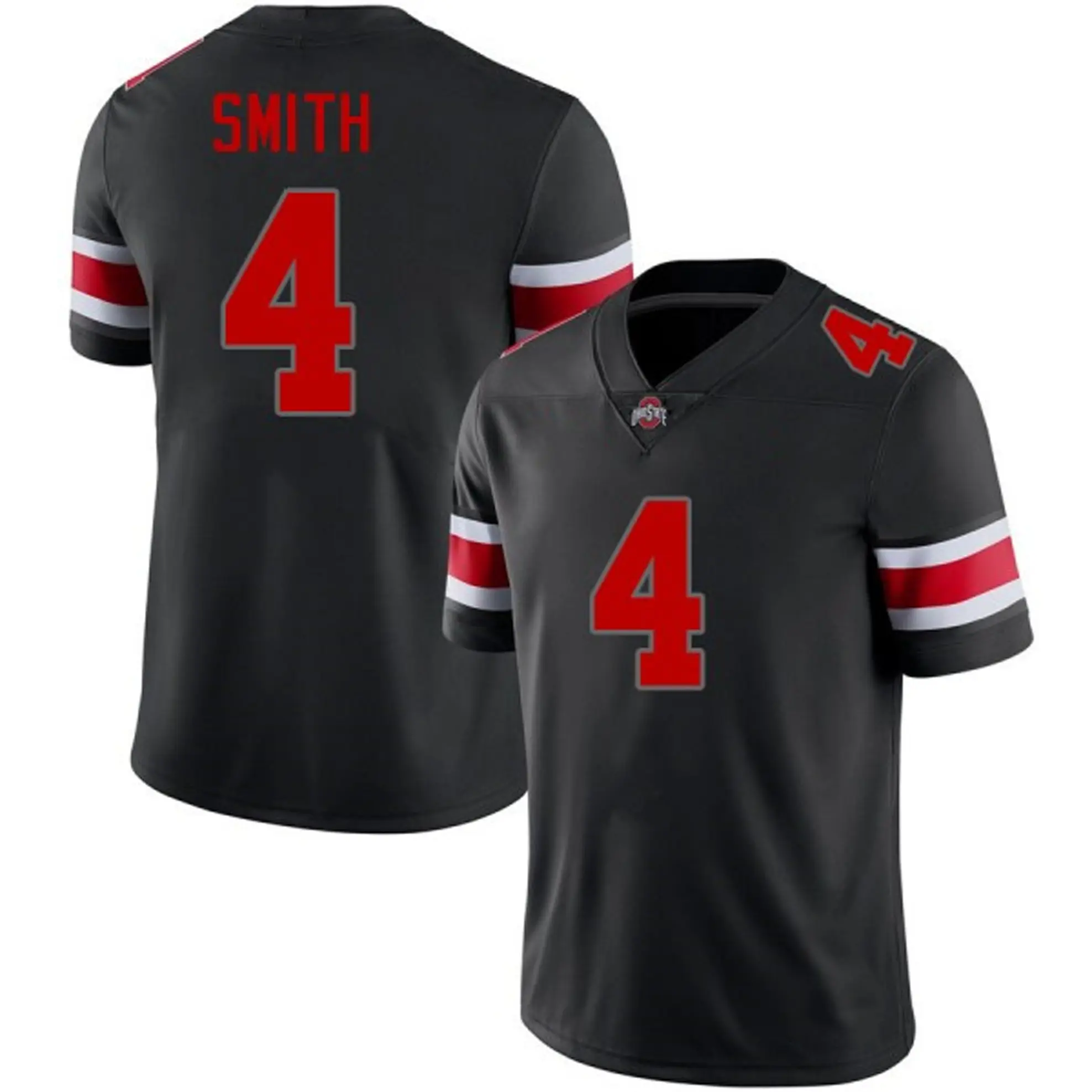 Men’s Black #4 Smith Football Jersey – V-Neck Short Sleeve Mesh Game Day Shirt, Unisex Fanwear Tailgate Tee