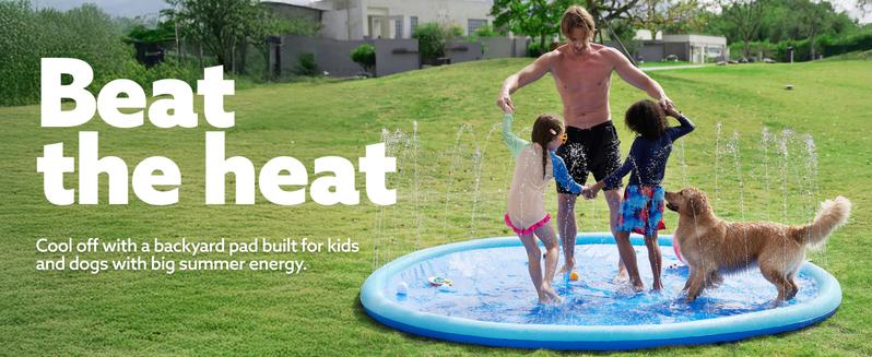 SLOOSH Non-Slip Splash Pad Sprinkler - Outdoor Water Toys Play Mat for Toddlers Kids Dogs, Outside Thickened Sprinkler Pool Party Durable Backyard Fountain for Girls Boys Pets (60in&72in, Blue) TikTokShopSummerTurnup