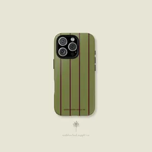 Olive Green Burgundy Pinstripe Phone Case  Slim Vertical Stripe Pattern  iPhone CASE