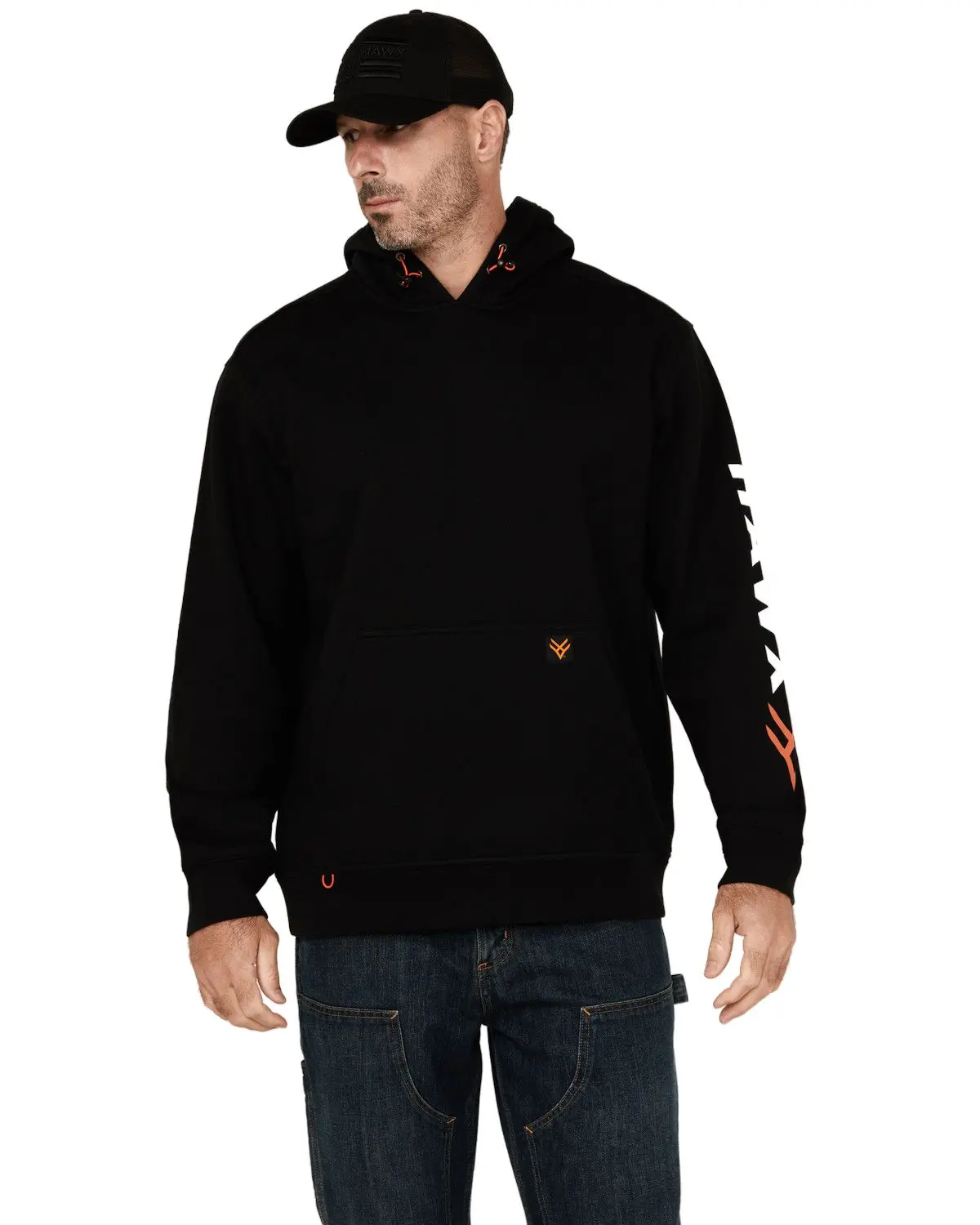 Hawx Men's Men'S Halstead Logo Sleeve Hooded Sweatshirt - Hxsp24k71-Blk