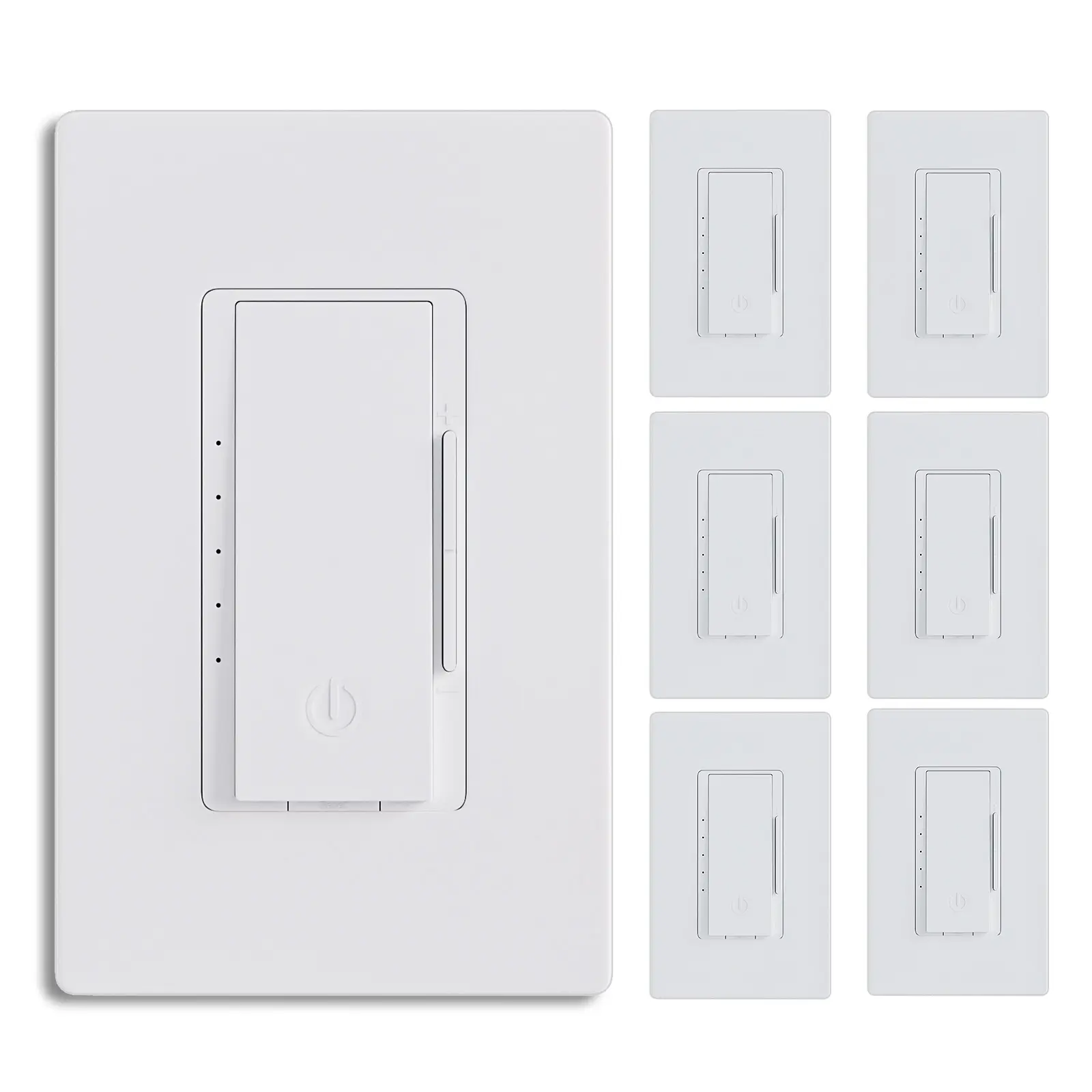 6 Pack BRILLTECH Digital Dimmer Light Switch for 300W Dimmable LED/CFL Lights and 600W Incandescent/Halogen, Single Pole/3-Way LED Dimmer, Screwless Wallplate Included, ETL Listed, White