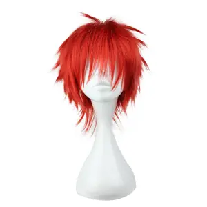 Unique Bargains Wigs for Women, 12" Wigs with Wig Cap Straight Hair Red