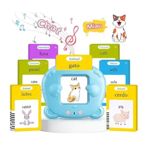 Spanish & English Talking Flash Cards for Toddler, Bilingual Flash Cards Learning Montessori Toys with 224 Sight Words, Speech Therapy Toys for Children Sensory Preschool Education