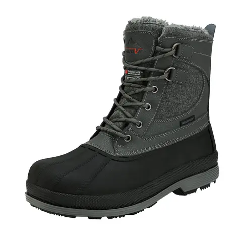 NORTIV 8 Men's Insulated Waterproof Leather Snow Boots - Size 13 in, Lace-Up, Cuban Heel, Thermolite Insulation, Slip Resistant Rubber Sole, Synthetic Cap, Plain Round Toe, Warm to -25°F for Winter Work, Outdoors