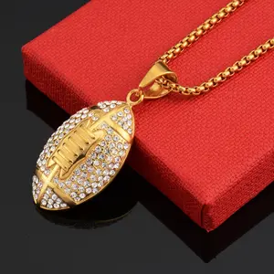 Fashionable rugby necklace pendant for both men and women, made of titanium and steel, long style