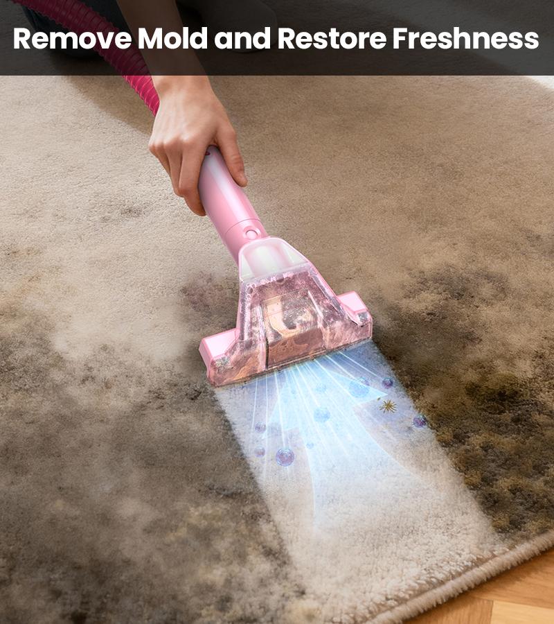 [Springglowup] Upholstery Carpet Vacuum Cleaner, 18KPa Suction Spot Cleaning Machine for Pet Stains, Carpets, Sofa, Car Seats, Mattress, with 3 Multipurpose Cleaning Tools, 6'' Deep Cleaning Brush | Portable 3-in-1 Little Pink C9S