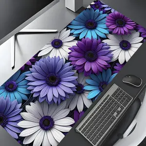 Floral  Pattern Desk Mat, Rectangle Gaming Desk Mat, Non-slip Rubber Pad, Desktop Decoration Protective Pad for Home, Office, Laptop, Desktop Computer, Desktop Accessory, Desk  Poccessories, Non Slip Mousepad