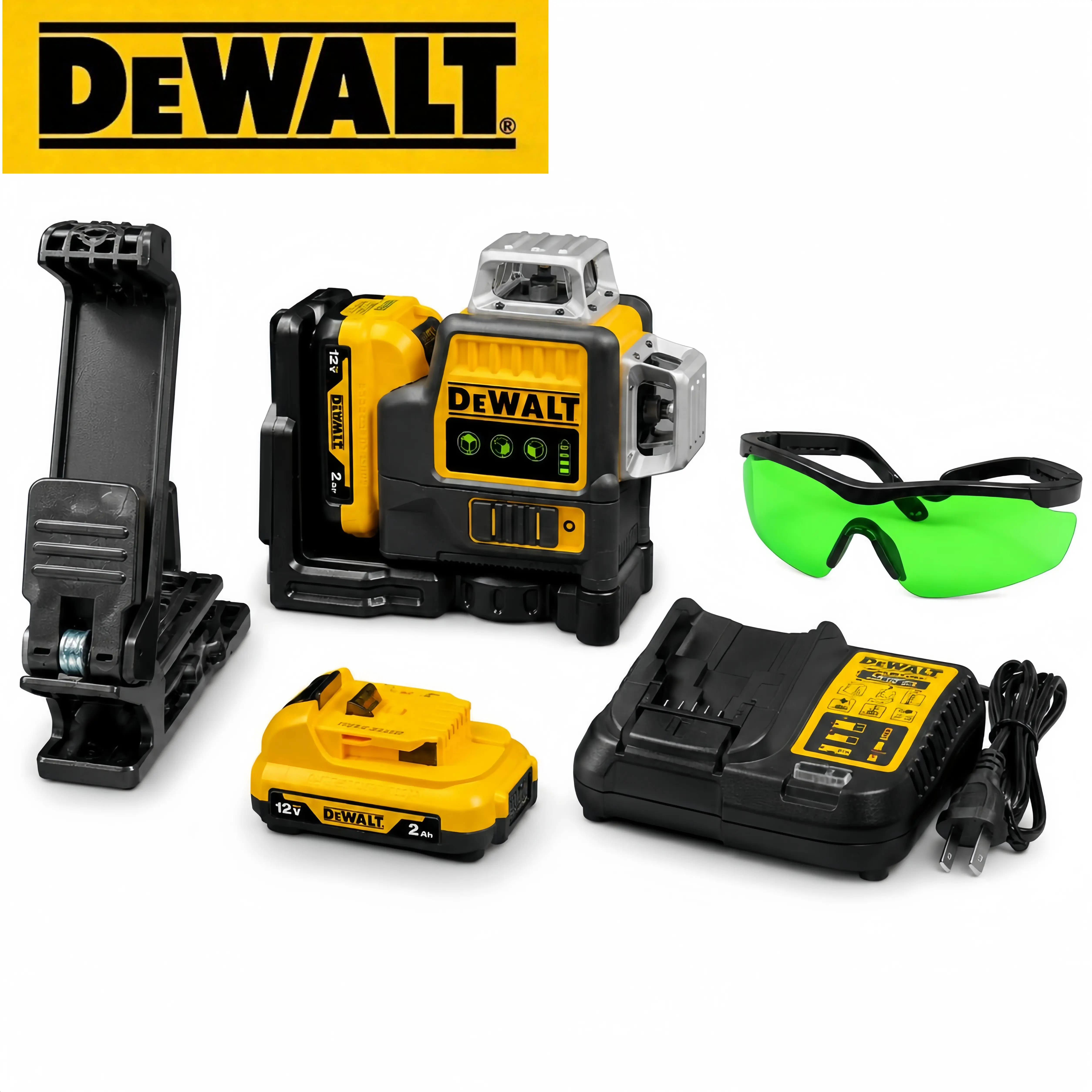 Dewalt Self-leveling 12V 089  Laser Level Full Kit Includes 2Ah Battery Charger And Metal Mounting Bracket, Dustproof Shockproof Housing, Flexible Installation Mode For Renovation Contractors And Measuring portable tool box heavy-duty fastening tripod