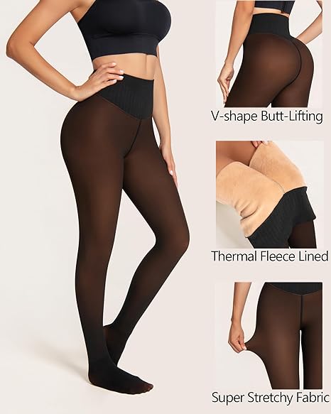 THE ORIGINAL! 4 SHADES·SIZE XS-3XL . MAGIC FLEECE LINED LEGGINGS·CLOSED FOOT(LOOKS LIKE PANTYHOSE) Winter Comfort Fleece Tights Available in Plus Size and Brown Fur Womenswear Bottoms